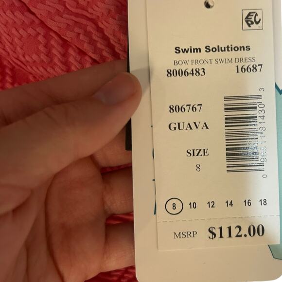 Swim Solutions Geometric One Piece Swim Dress Pink Women’s 8 NWT - Picture 3 of 11